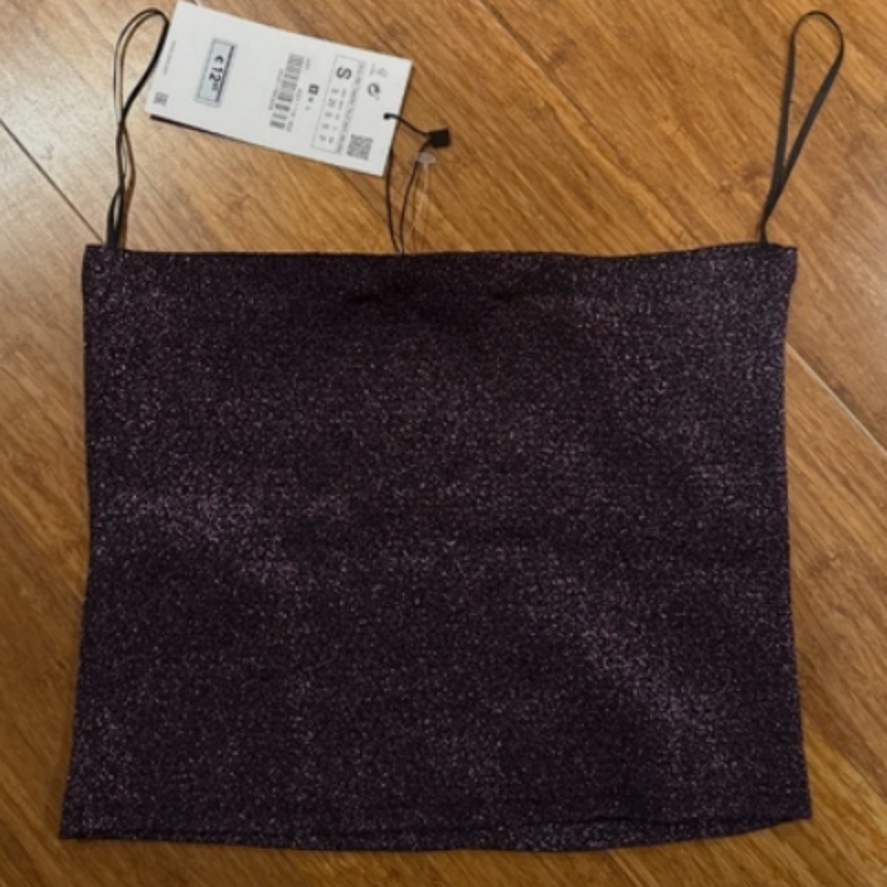 ZARA Purple Sparkly Bandeau CropTop - Picture 4 of 5
